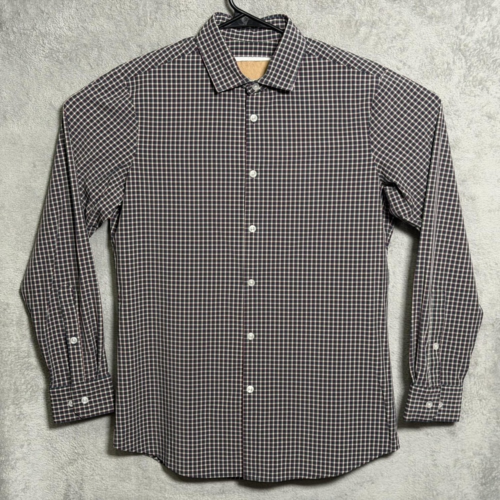 Mizzen Main Shirt Mens Medium Black Red Leeward Plaid Trim Fit Preppy USA Made